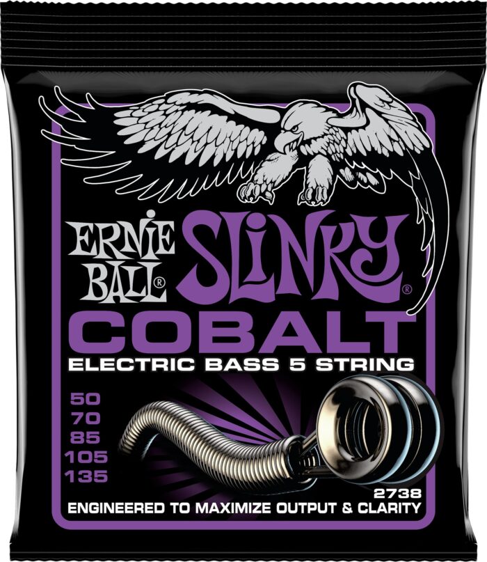 Ernie Ball 2738 Power Slinky Cobalt Electric Bass Guitar Strings - .050-.135 5-string