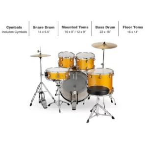 Sound Percussion Labs Unity II 5 Piece Complete Drum Set With Hardware, Cymbals and Throne Gold Medal Speckle - Image 3