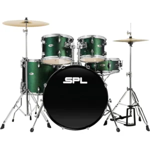 Sound Percussion Labs Unity II 5 Piece Complete Drum Set With Hardware, Cymbals and Throne Pine Green Glitter