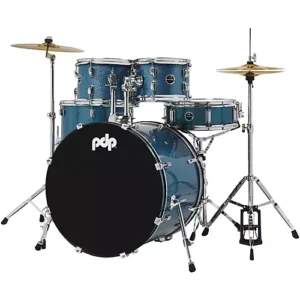 PDP by DW Encore Complete 5-Piece Drum Set With Chrome Hardware and Cymbals Azure Blue