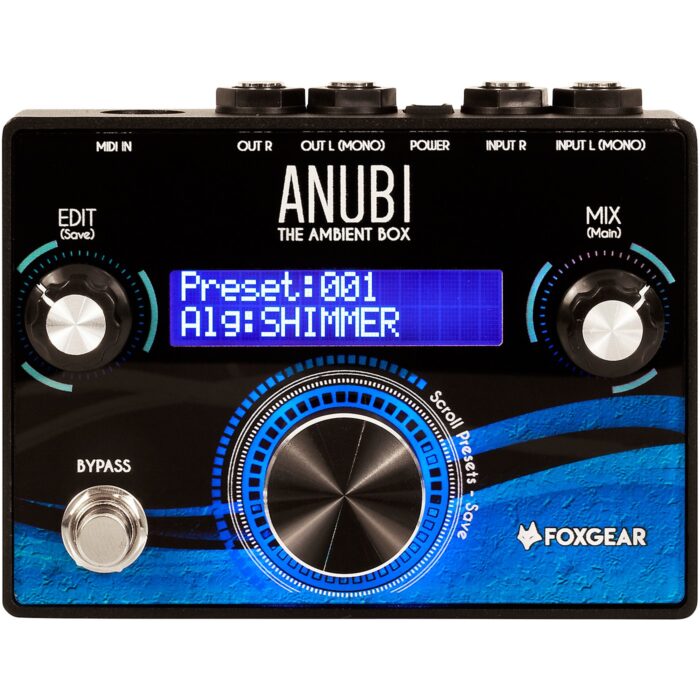 FOXGEAR Anubi Ambient Box Reverb Effects Pedal Black & Blue
