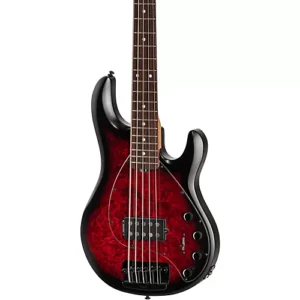 Sterling by Music Man StingRay Ray35 Burl Top 5-String Electric Bass Dark Scarlet Burst Satin - Image 3