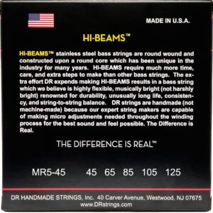 DR Strings MR545 Hi-Beams 5-String Electric Bass Strings (Medium, .45-.125) - Image 3