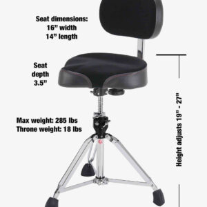 Gibraltar 9608MB Moto-style Drum Throne with Backrest - Image 3
