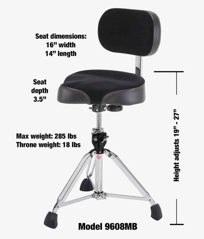 Gibraltar 9608MB Moto-style Drum Throne with Backrest - Image 3