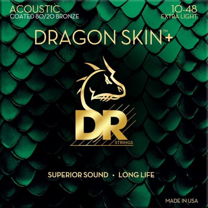 DR Strings Dragon Skin+ Coated 80/20 Extra Light 10-48 Guitar strings