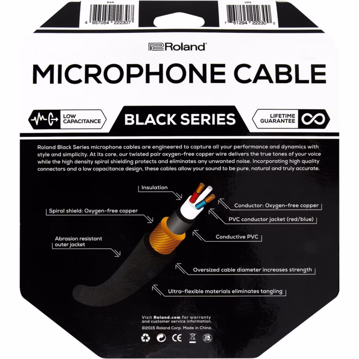Roland Black Series XLR Microphone Cable 20 ft. Black - Image 3