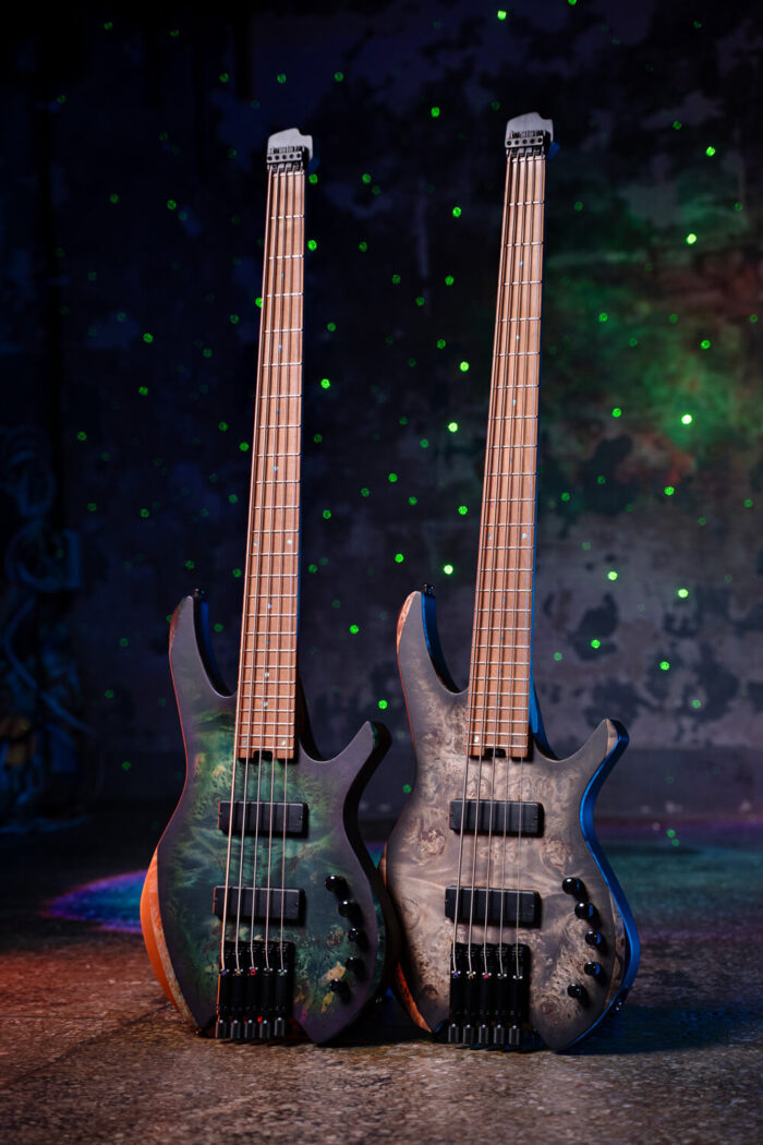 Cort Space 5 Headless Electric Bass Guitar (Stardust Black) - Image 7