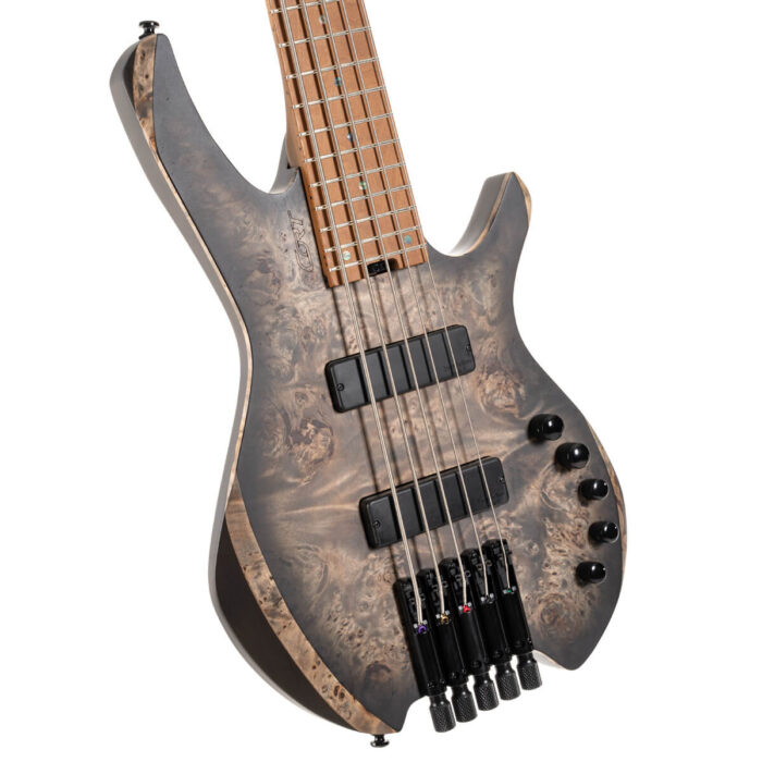 Cort Space 5 Headless Electric Bass Guitar (Stardust Black) - Image 2