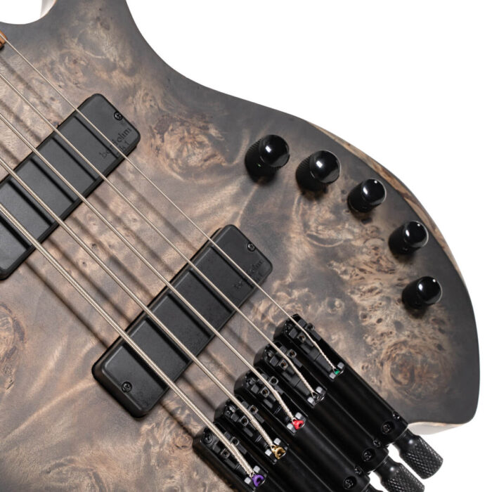 Cort Space 5 Headless Electric Bass Guitar (Stardust Black) - Image 4
